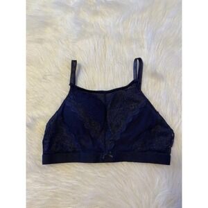 Pure Beauty By Rene Rofe Bra Womens Size Small Blue Wireless Pull Over‎